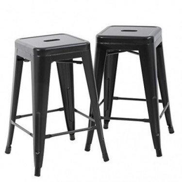 FDW Bar Stools Counter Stool Barstools Set of 2 Industrial Metal Bar Stools Patio Furniture Modern Backless 24” Stackable Met