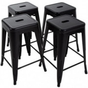HCY 24 Inches Metal Bar Stools Set of 4 High Backless Indoor/Outdoor Counter Height Barstools Stackable Metal Chairs Home Kit