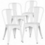 Set of 4, Navy Metal/Iron Patio Dining Chairs, Farmhouse Dining Chairs, Restaurant/Beach cafeterai Indoor/Outdoor Chairs  Whi