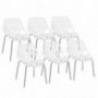 Bonnlo Modern Dining Chairs Set Plastic Saping Birch Chairs Stackable Chairs Set for Living Room/Kitchen/Patio/Office  6, Whi