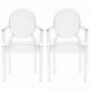 EdgeMod Burton Arm Plastic Dining and Patio Ghost Chair, Stackable, Fully Assembled, Suitable for Indoor & Outdoor, Clear  Se