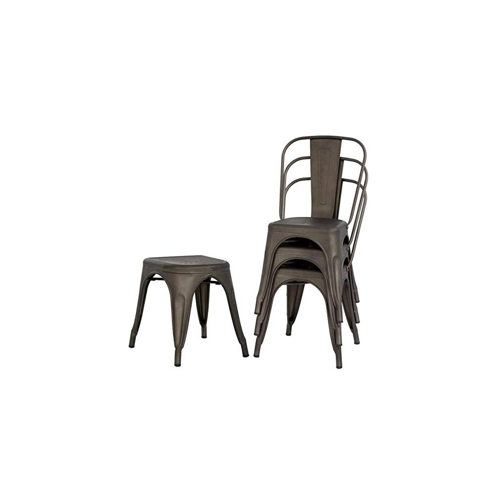 Metal Dining Chairs Set of 4 Stackable Chairs Patio Chairs Bistro Chairs, Trattoria Side Chair Metal Outdoor Chairs Indoor To