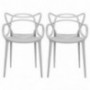 2xhome Set of 2 Gray Stackable Contemporary Modern Designer Plastic Chairs with Arms Open Back Armchairs for Kitchen Dining C