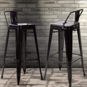 Bar Stool Set of 2 Counter Stool Industrial Metal Chairs Patio Tolix-Style Barstools 30-inch Black Trattoria Bar Side Chair w