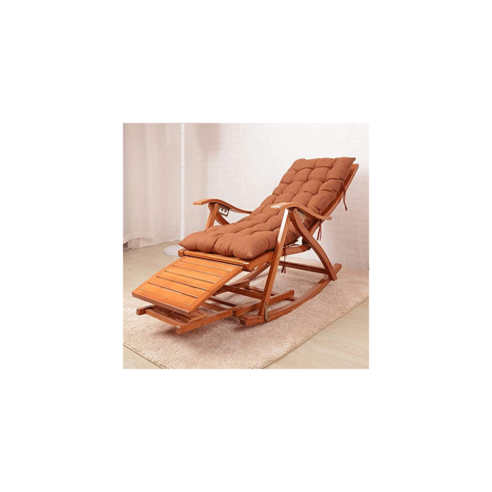 GXYHG Folding Bamboo Rocking Chair -Adjustable Recliner Office Lunch Break Lounge Chair,Lazy Chair,Outdoor Beach Patio Sun Lo