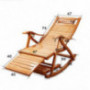 GXYHG Folding Bamboo Rocking Chair -Adjustable Recliner Office Lunch Break Lounge Chair,Lazy Chair,Outdoor Beach Patio Sun Lo