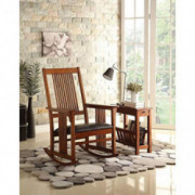 Rocking Chair in Tobacco Solid Wooden Frame Outdoor & Indoor Recliner Chair for Garden, Patio, Balcony