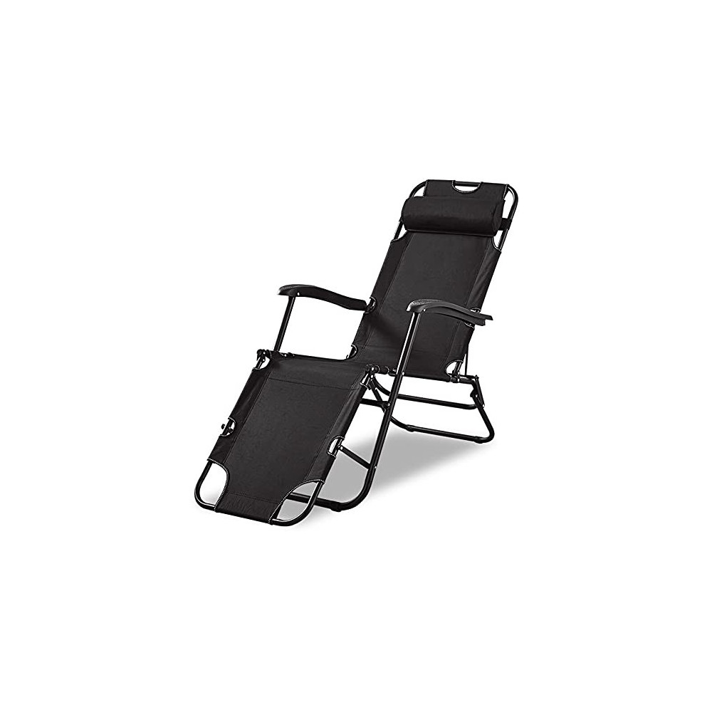 DECB Folding Lounge Chair, Outdoor Indoor Recliner Portable Adjustable Chaise Zero Gravity Reclining Chair with Pillow for Be