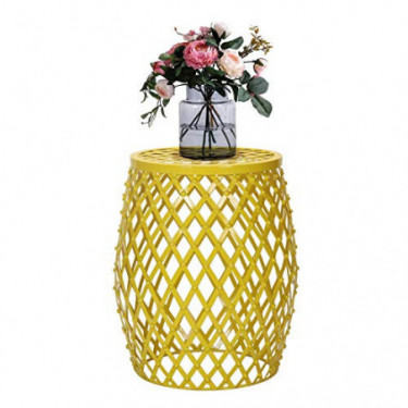 Adeco Hatched Diamond Pattern, for Indoor Outdoor Home Garden Accent Round Iron Metal Stool Side End Table Plant Stand Chair,