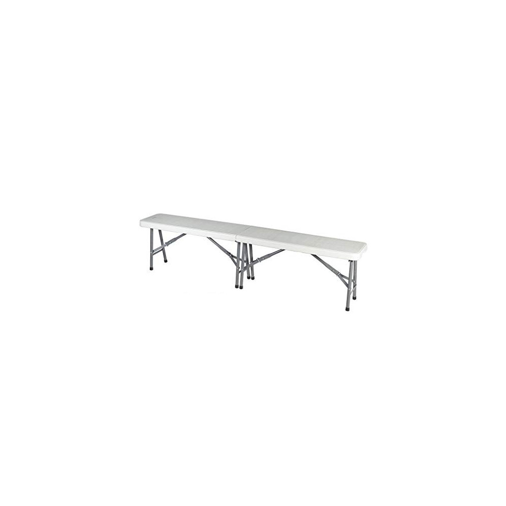 Ontario Furniture- White Plastic Portable Folding Bench for Indoor/Outdoor Garden, Picnic, Party, 6 Ft.
