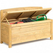 Safstar Wooden Storage Box, 16.5-gallon Storage Bench for Entryway Garden Yard, 330-lb Capacity Compact Storage Container