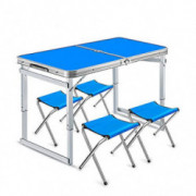Folding Tables Portable, Picnic Bench Set Foldable Outdoor Stools Garden BBQ Patio Party Camping Aluminum Lightweight with 4 
