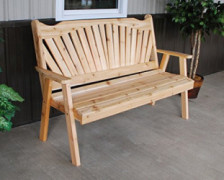 A & L Furniture Fan Back Garden Bench, Walnut Stain