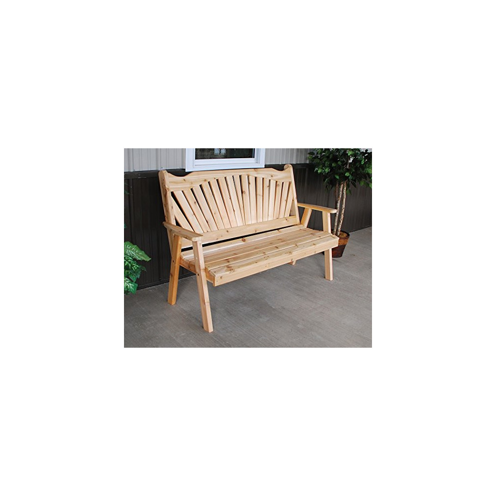 A & L Furniture Fan Back Garden Bench, Walnut Stain