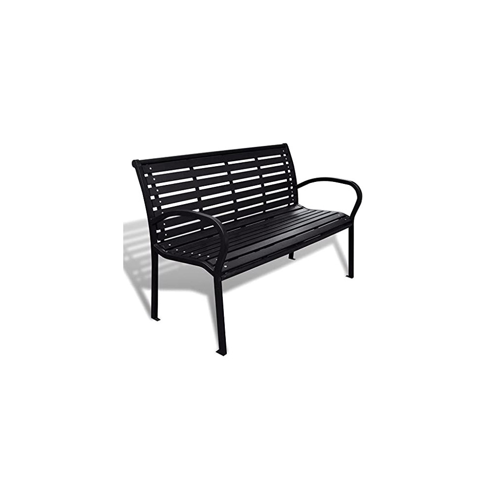 Garden Bench 49.2” Steel and WPC Black