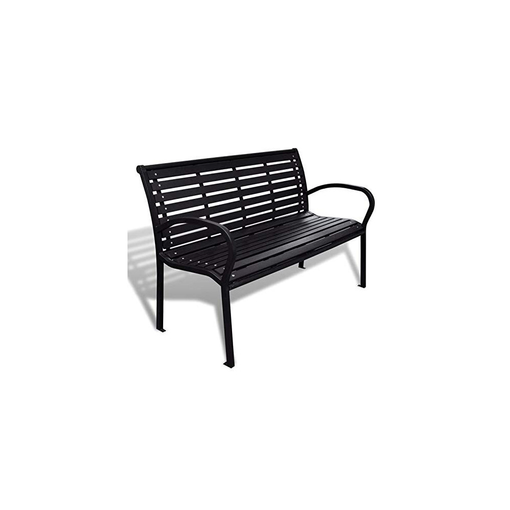 Garden Bench 49.2” Steel and WPC Black,Exquisite Workmanship, Stable and Durable,