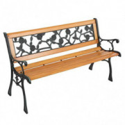 Porch Bench,49" Garden Bench Patio Porch Chair Deck Hardwood Cast Iron Love Seat Rose Style Back Practical Chair  Color : Bla