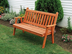 A & L Furniture Traditional English Garden Bench, Natural Stain