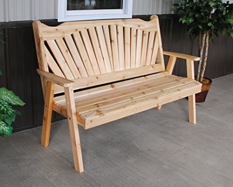 A & L Furniture Fan Back Garden Bench, Natural Stain
