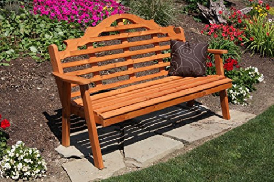 A & L Furniture Marlboro Garden Bench, Walnut Stain