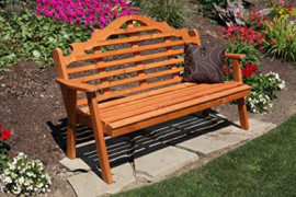 A & L Furniture Marlboro Garden Bench, Walnut Stain