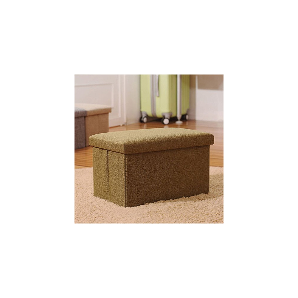 Inoutdoorkit Small Linen Folding Organizer Storage Ottoman Bench Cube Foot Stool, Footrest Step Stool for Living Room, Bedroo