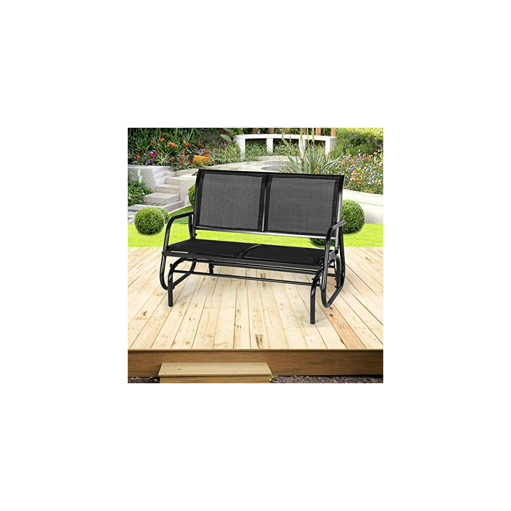 Glider Bench Loveseat Rocking Chair 2-Person Seat Double Swing Chair, Essential Perfect for Patio, Porch, Garden, Indoor Outd