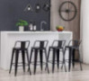 24" Low Back Metal Counter Stool Height Bar Stools [Set of 4] for Indoor/Outdoor Barstools, Matte Black