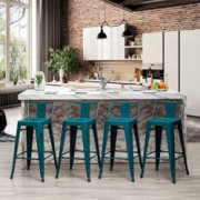24" Metal Bar Stools Set of 4 Industrial Counter Height Stools with Backs Indoor Outdoor Barstools  24" Seat Height Low Back,