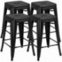 Yaheetech 24 inch barstools Set of 4 Counter Height Metal Bar Stools, Indoor/Outdoor Stackable Bartool Industrial High Backle