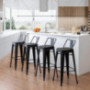 Alunaune 24" Metal Bar Stools Set of 4 Counter Height Barstools Industrial Counter Stool Kitchen Bar Chairs Indoor Outdoor-Lo