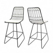 Christopher Knight Home Lilith Counter Stools, 26" Seats, Modern, Geometric, Black Iron Frames with Ivory Cushion  Set of 2 