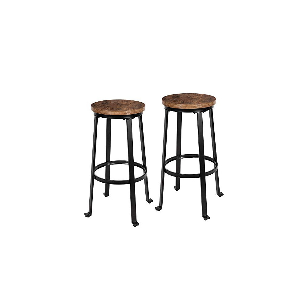 KOZYSPHERE Bar Stools for Kitchen - 29" Pub Height Chairs with Metal Frame - Backless Barstools - Set of 2 - Industrial Rusti