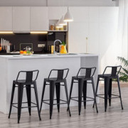 Apeaka 30 inch Metal Bar Stools Set of 4 Counter Height Stools with Backs Low Back Bar Chairs for Indoor-Outdoor Matte Black