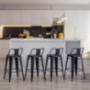 Apeaka 30 inch Metal Bar Stools Set of 4 Counter Height Stools with Backs Low Back Bar Chairs for Indoor-Outdoor Matte Black