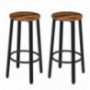 HOOBRO Bar Stools, Set of 2 Round Bar Chairs with Footrest, Black Steel Frame, Adjustable Feet, for Living Room, Dining Room,