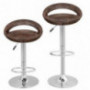Adjustable Pub Swivel Barstool Hydraulic Patio Barstool Indoor/Outdoor W/ Open Back and Chrome Footrest , 2pcs