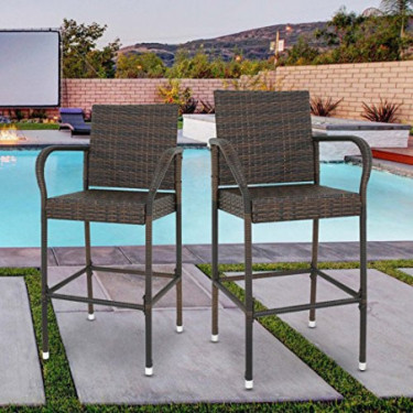 New MTN-G 46 Wicker Barstool Indoor Outdoor Patio Furniture All Weather Bar Stool--2 PCS