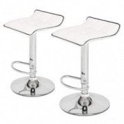 Modern 2 Soft-Packed Square Board Curved Foot Bar Stools Pu Fabric White - Bar Stools Counter Height Barstool - Indoor Outdoo