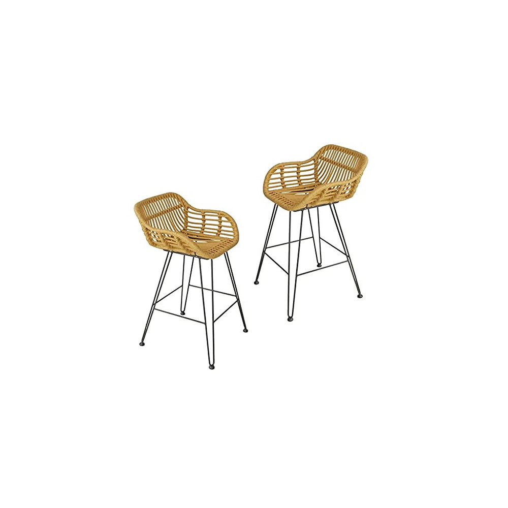 Modern Bar Stools Breakfast Dining Stools Bar Stool Outdoor Patio Rattan Wicker Chair with Footrest Kitchen Balcony Outdoor P