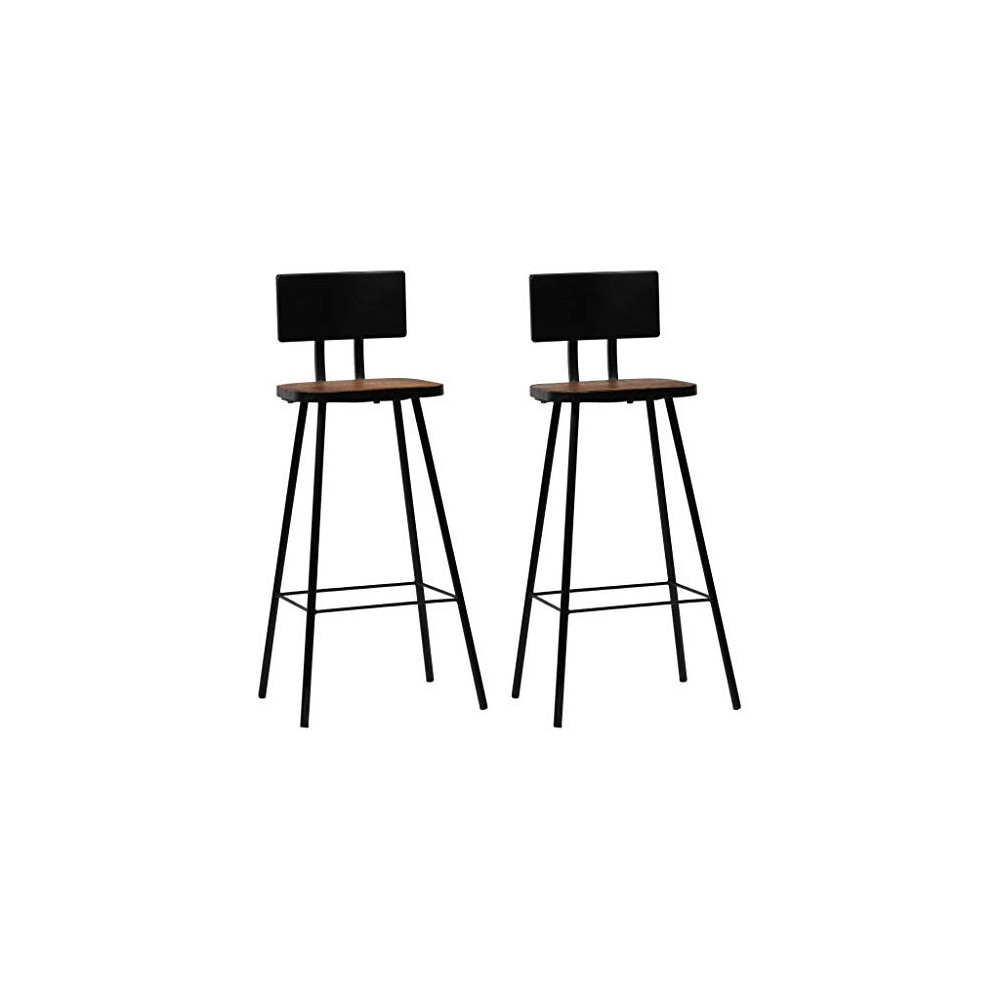 Nicoone Bar Stools Set of 2 Counter Stool Industrial Bar Chairs Patio Stool with Wood Top Low Back Indoor Outdoor Metal Bar S