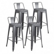 Swivel BarStools CYLQ Metal Bar Stools Counter Height Set of 4，Kitchen Breakfast Indoor Outdoor Stackable Low-Back Bar Chairs