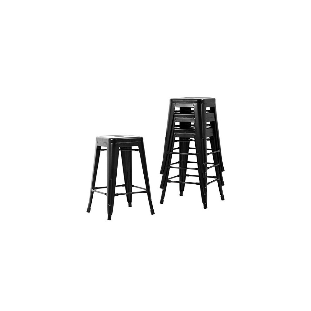 CYLQ Counter Height Bar Stools Set of 4，Kitchen Breakfast Indoor Outdoor Stackable Metal Bar Chairs，Patio Furniture Dining Ch