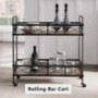 O&K FURNITURE Industrial Bar Serving Cart, Kitchen Storage Cart, 2-Tier Rectangular Rolling Bar Cart for Home Kitchen, Vintag