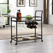 FirsTime & Co. Gardner Industrial Bar Cart, 32.25 H x 13 L x 29.75 W inches, Rustic Brown