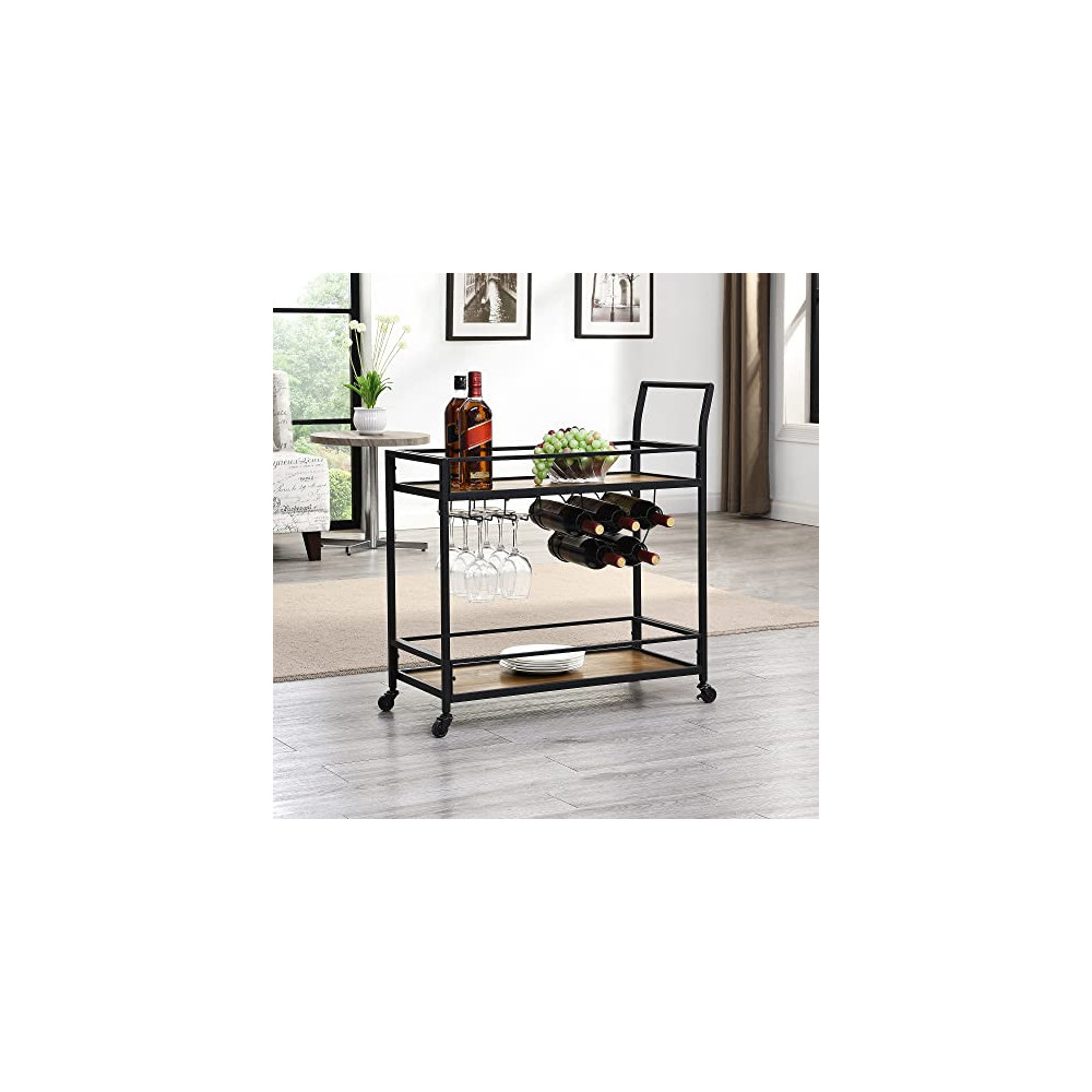 FirsTime & Co. Gardner Industrial Bar Cart, 32.25 H x 13 L x 29.75 W inches, Rustic Brown