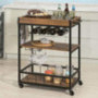 Haotian FKW56-N,Bar Serving Cart Home Myra Rustic Mobile Kitchen Serving cart,Industrial Vintage Style Wood Metal Serving Tro