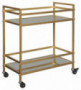 Signature Design by Ashley Kailman Modern Glam Metal Rolling Bar Cart with Caster Wheels, 32", Gold Finish