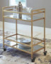 Signature Design by Ashley Kailman Modern Glam Metal Rolling Bar Cart with Caster Wheels, 32", Gold Finish