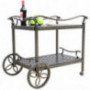 Indoor Outdoor Serving Cart, Patio Tea Bar Cart Aluminum Furniture, Two Shelves Kitchen Trolley with Wine Rack, Bronze